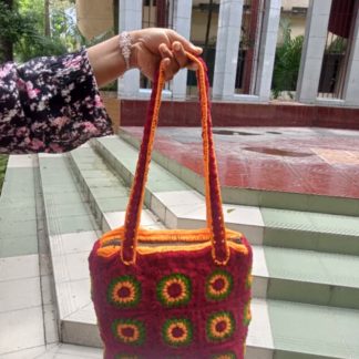 Sunflower Granny Square Crochet Tote Bag - Handmade