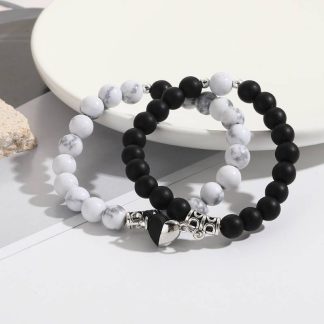 Couple Magnetic Heart Bracelet - ম্যাগনেটিক কাপল ব্রেসলেট ২ পিস কম্বো