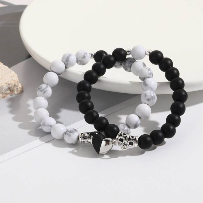 Couple Magnetic Heart Bracelet - ম্যাগনেটিক কাপল ব্রেসলেট ২ পিস কম্বো